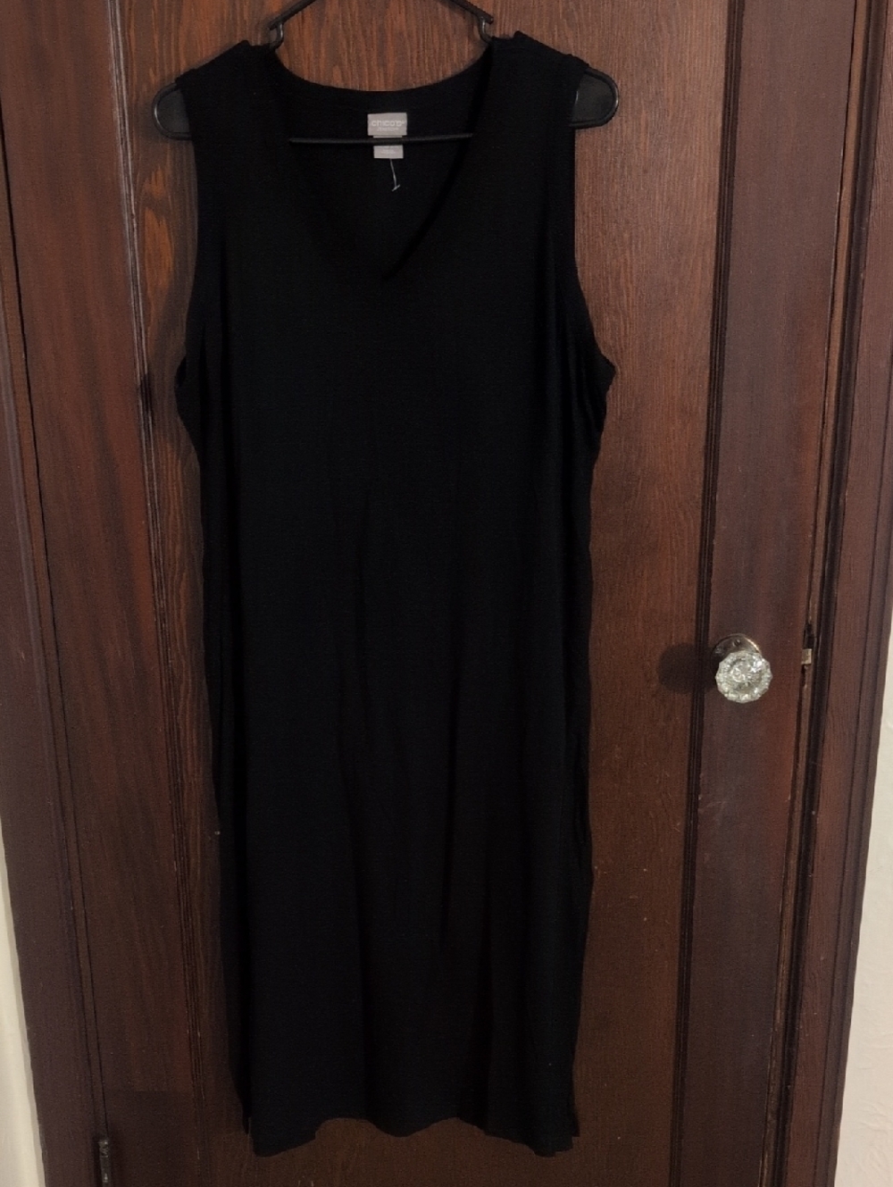 Chico's Zenergy Black Sleeveless Midi Dress Size 12/14 Petite